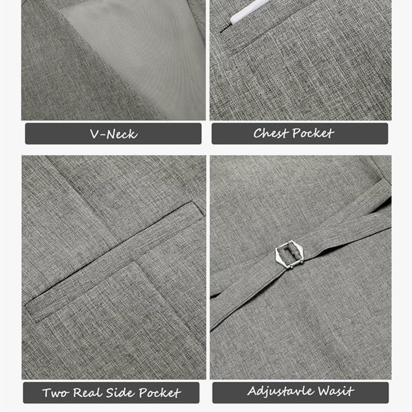 NWT Men's Coofandy Classic Gray Vest XL - Picture 4 of 6